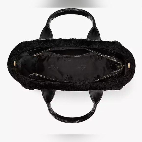 KATE SPADE💥New💥Faux Shearling Black Tote - Picture 3 of 12